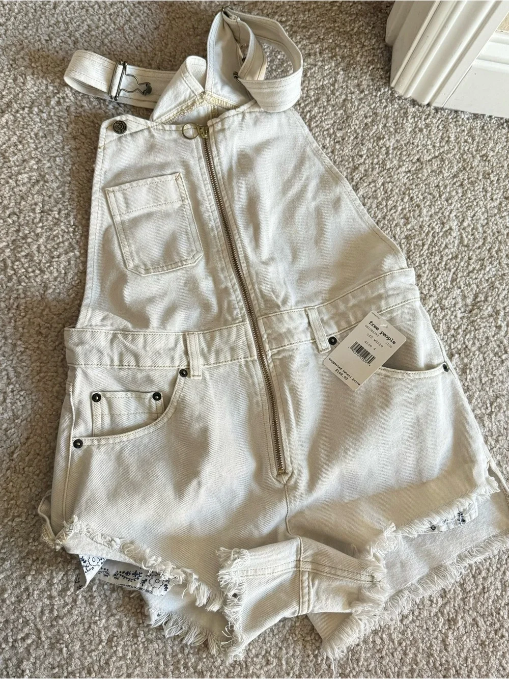 New Free People We The Free Sunkissed Denim Overalls Size 4 Shorts